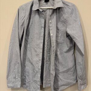 Worthington Women’s Button Down Shirt Size 14 Blue White Pinstripe Long Sleeve